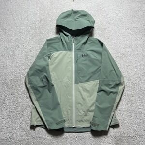 REI Co-op Xero Cloud 3L Rain Jacket Womens XL Gren Waterproof Hooded Gorpcore